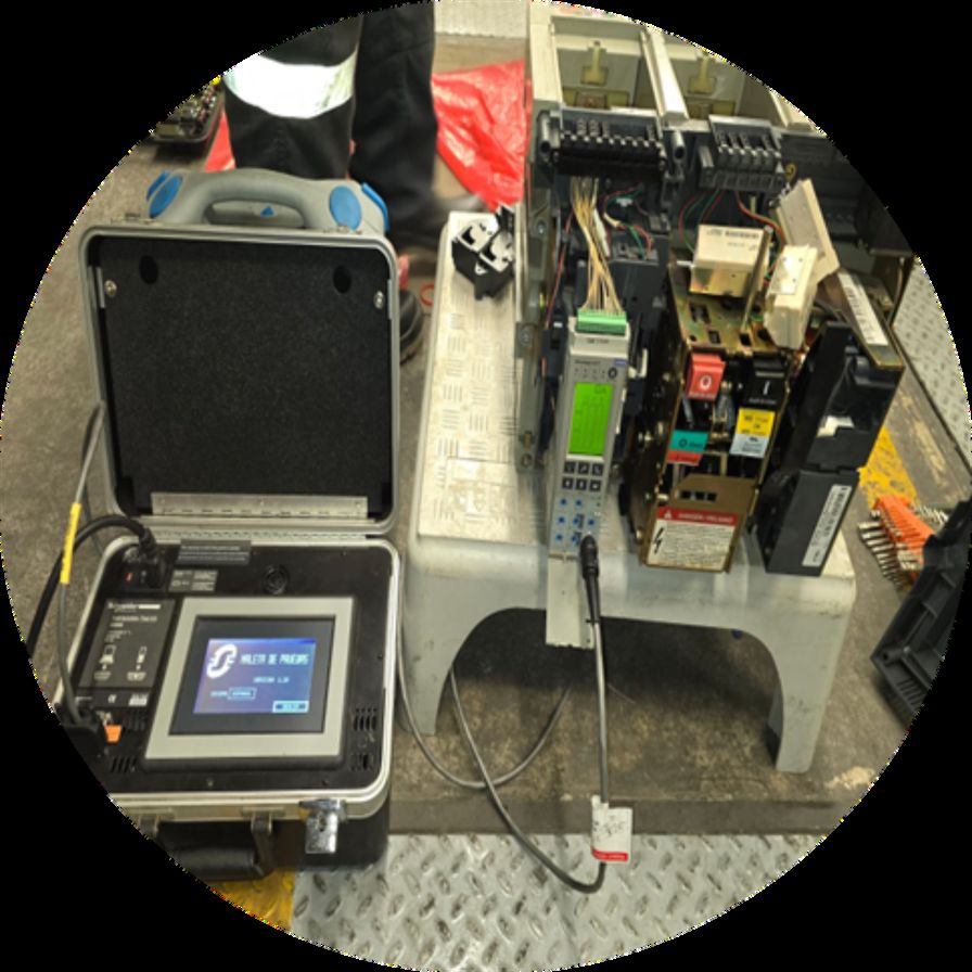 Test equipment connected during corrective work