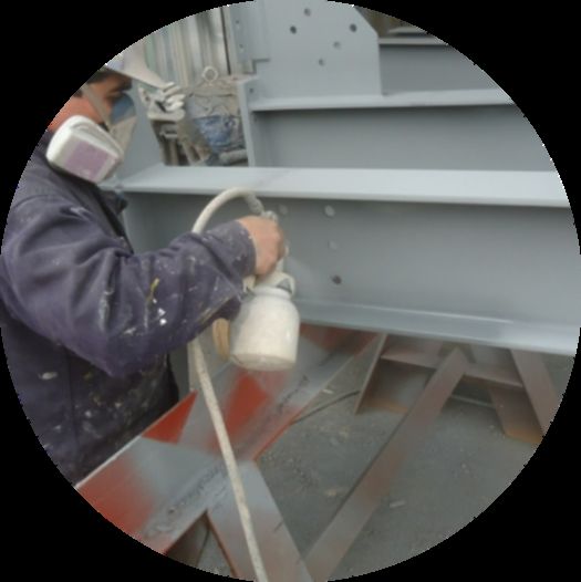 Painting of a fabricated steel structure